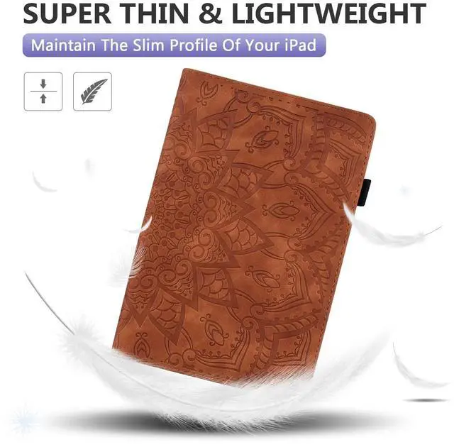 Alt view image 4 of 5 - Dteck Case for Galaxy Tab S10 Ultra 2024,Galaxy Tab S9 Ultra/S8 Ultra Case 14.6",Premium PU Leather Embossed Mandala Case Card Holder Wake/Sleep Flip Smart Stand Protective 14.6" Tablet Case,Brown