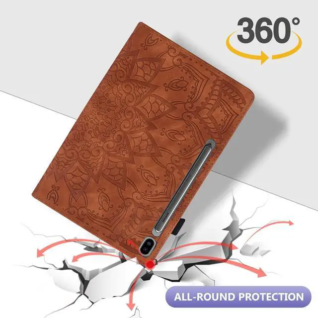 Alt view image 5 of 5 - Dteck Case for Galaxy Tab S10 Ultra 2024,Galaxy Tab S9 Ultra/S8 Ultra Case 14.6",Premium PU Leather Embossed Mandala Case Card Holder Wake/Sleep Flip Smart Stand Protective 14.6" Tablet Case,Brown