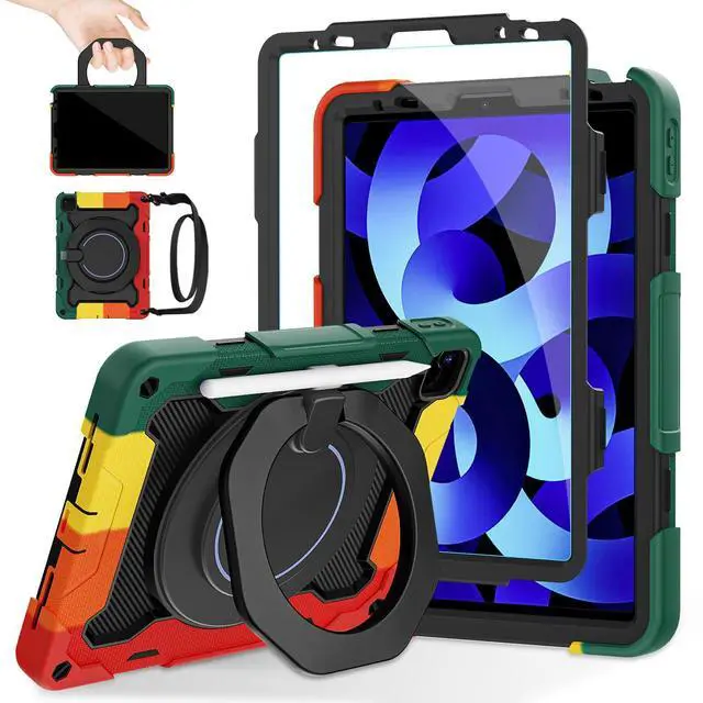 Main image of ROISKIN for iPad Air 5th 4th Generation Case 10.9 inch & iPad Pro 11 Case 4th/3rd/2nd/1st Gen[Screen Protector,15ft Drop Protection] with 360 Stand Hand Strap for Kids Women Man
