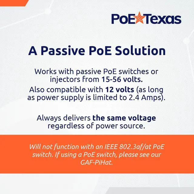 Alt view image 3 of 5 - PoE Texas Raspberry Pi PoE Hat - Power Over Ethernet PiHat Fits Raspberry Pi 3 B+ and Pi 4 - Slim, Sleek, Compact, Heat Sink, Fanless - Works with 15 to 56 Volt Passive Network Switch or Injector