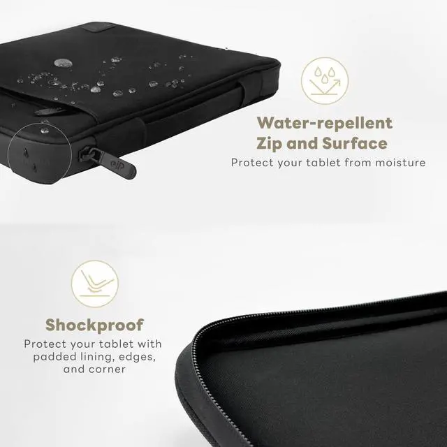 Alt view image 2 of 5 - eiP 8-11 inch Waterproof Slim Tablet Carring Case with Handle Sleeve Bag for iPad Pro 11 inch/iPad 7/8/9 10.2 inch/iPad Air 5,4 10.9 inch/Pixel Tablet/Samsung Tab, Fit Keyboard and Pen, Black