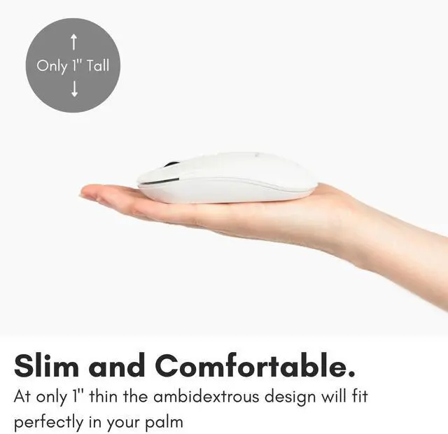 Alt view image 4 of 5 - Macally Wireless Bluetooth Mouse for Mac, MacBook Pro/Air, iPad, and PC - Quiet Click and Comfortable Compatible Apple Wireless Mouse - White