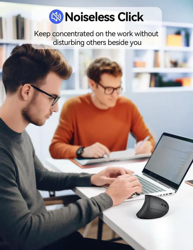 Alt view image 5 of 5 - TECKNET Ergonomic Mouse Wireless, Rechargeable Mouse Wireless Silent for Carpal Tunnel Right Hand, 2.4GHz USB Vertical Mouse Wireless for Laptop, 5 Adjustable 4800 DPI, Computer, MacBook, Desktop