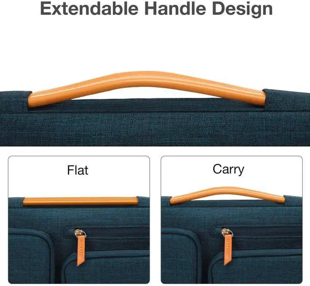 Alt view image 5 of 5 - MOSISO 360 Protective Laptop Case 13.3 inch, 13-14 inch Laptop Sleeve Compatible with MacBook Air/Pro 13 / Pro 14, HP Dell Acer ASUS, Side Open Carrying Case with 4 Zipper Pockets&Handle, Teal Green