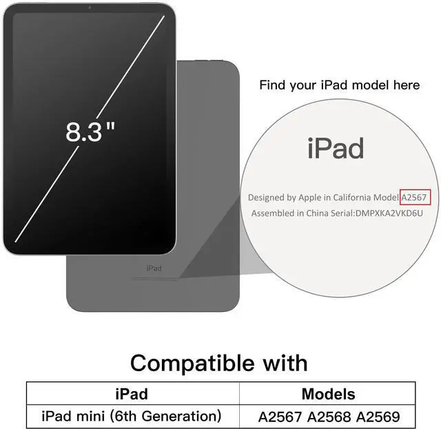 Alt view image 2 of 5 - JETech iPad Mini (A17 Pro, 2024 Model, 7th Generation) / Mini 6 (2021 Model, 6th Generation) Soft TPU Case and Privacy Screen Protector Bundle