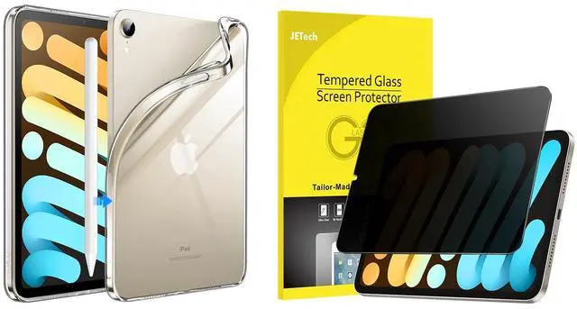 Main image of JETech iPad Mini (A17 Pro, 2024 Model, 7th Generation) / Mini 6 (2021 Model, 6th Generation) Soft TPU Case and Privacy Screen Protector Bundle