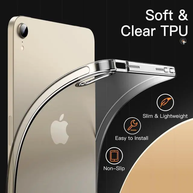 Alt view image 3 of 5 - JETech iPad Mini (A17 Pro, 2024 Model, 7th Generation) / Mini 6 (2021 Model, 6th Generation) Soft TPU Case and Privacy Screen Protector Bundle
