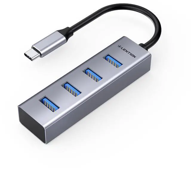 Main image of LENTION 4-in-1 USB C Hub, 4 USB 3.0 Ports, USB C to USB A Multiport Adapter for 2025-2016 MacBook Pro, 2025-2018 Mac Air & Surface, iPad Pro, Chromebook, More, Stable Driver Certified (Space Gray)