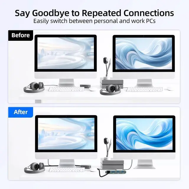 Alt view image 3 of 5 - USB 3.0 Switch for 2 Computers, Share 4 USB Devices with Remote Control, USB Switch Selector Perfect for TVs, Monitors, and Gaming Consoles (SW204C)