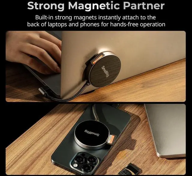 Alt view image 3 of 5 - SMALLRIG SD/TF Dual-Slot Card Reader, USB 4.0 312MB/s High-Speed Transfer, Magnetic Adsorption Phone & 90deg Angled Connector for iPhone 16/for Samsung/for Huawei, SDXC/TF Card Adapter - 4870
