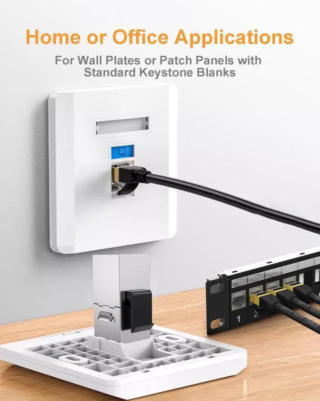 Alt view image 2 of 5 - VANDESAIL 20 Pack Cat 6 Shielded Keystone Coupler, Cat6 Keystone Jacks Female to Female RJ45 Coupler, Ethernet Wall Plate Inline Keystone Coupler for Cat6, Cat5e, Cat5 Cabling Silver