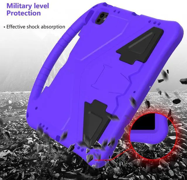 Alt view image 4 of 5 - Dteck Kids Case for iPad Air 13 inch M2 2024,iPad Pro 12.9" Case 3rd/4th/5th/6th Generation,Lightweight Shockproof Rugged EVA Kids Friendly Handle Stand Child Proof Kids Case with Pencil Holder,Purple