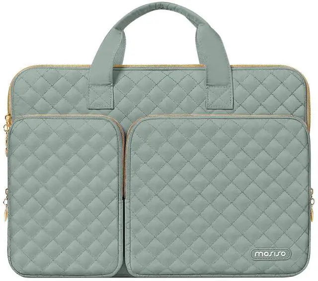 Main image of MOSISO 360 Protective Laptop Case 16 inch, 15-15.6 inch Laptop Sleeve Compatible with MacBook Pro 16 inch, HP Acer Dell Lenovo ASUS, Square Quilted Bag Cover with 2 Pockets&Handle&Belt, Antique Green