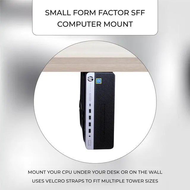 Alt view image 2 of 5 - HumanCentric SFF Under Desk PC Mount and PC Wall Mount Bracket for Small Form Factor Desktop Tower, UPS Wall Mount Bracket, Adjustable CPU Holder with Straps, Hardware Included