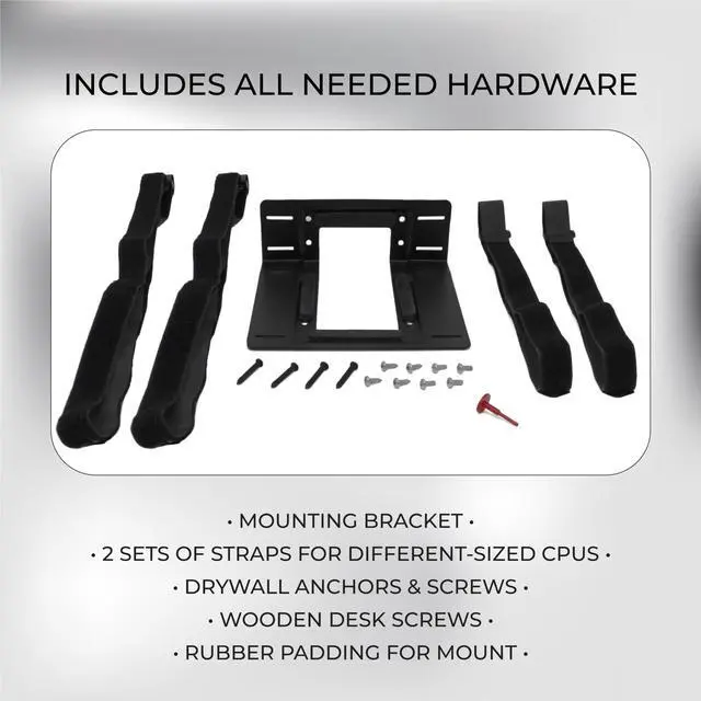 Alt view image 4 of 5 - HumanCentric SFF Under Desk PC Mount and PC Wall Mount Bracket for Small Form Factor Desktop Tower, UPS Wall Mount Bracket, Adjustable CPU Holder with Straps, Hardware Included