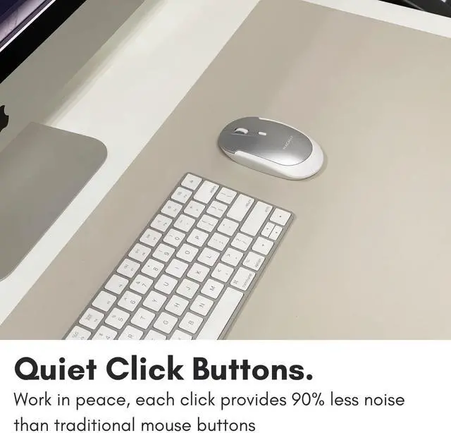 Alt view image 5 of 5 - Macally Wireless Bluetooth Mouse for Mac, MacBook Pro/Air, iPad, and PC - Comfortable and Quiet Compatible Wireless Apple Mouse - Silver