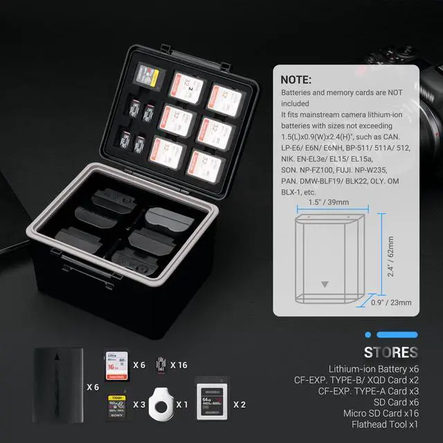 Alt view image 2 of 5 - Camera Battery and Memory Card Case+36 Slots Memory Card Case