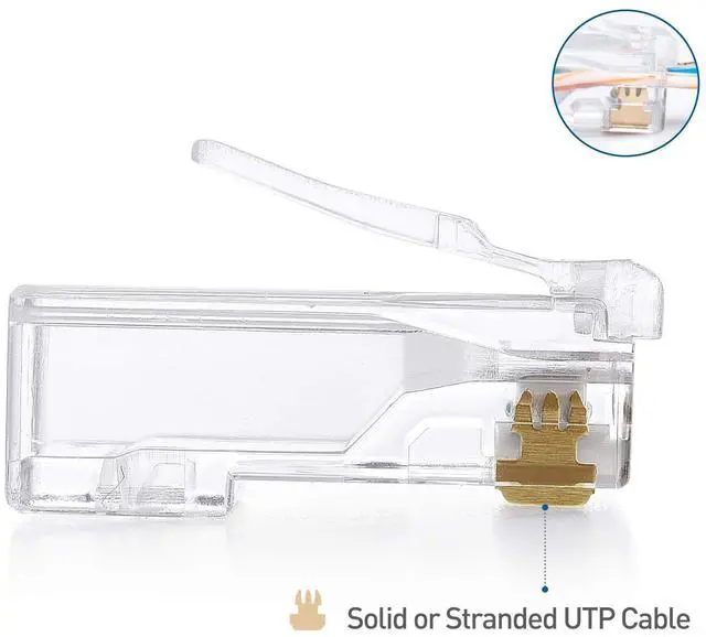 Alt view image 4 of 5 - Cable Matters 100-Pack Cat 6 Pass Through RJ45 Connectors/Modular Plugs & 8-Color 200-Pack RJ45 Strain Relief Boots