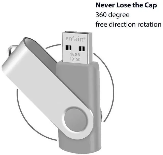 Alt view image 3 of 5 - Enfain 16GB Gray Flash Drive USB 2.0 Bulk Thumb Drive Low Profile Jump Drives 10 Pack for Professional Data Distributing and Sharing in Work