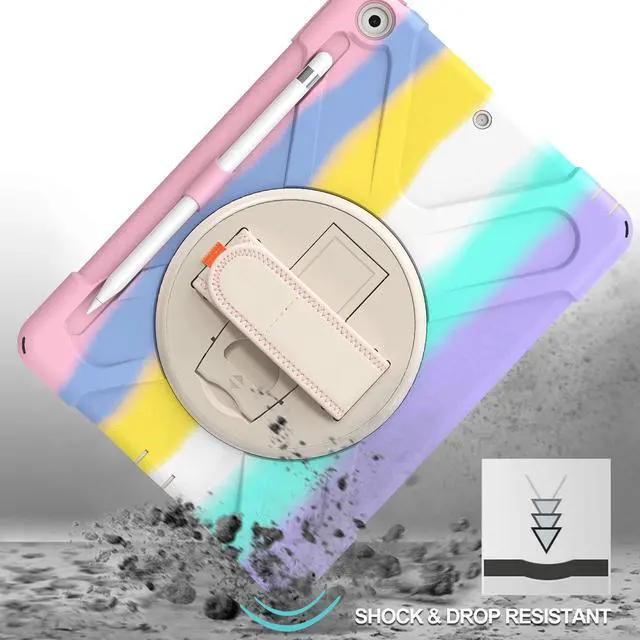 Alt view image 5 of 5 - ProCase Rugged Case for iPad 9th/ 8th/ 7th Generation 10.2" (2021/2020/2019), Heavy Duty Shockproof Protective Cover with Strap for iPad 9/8/7 -Colorfulpink