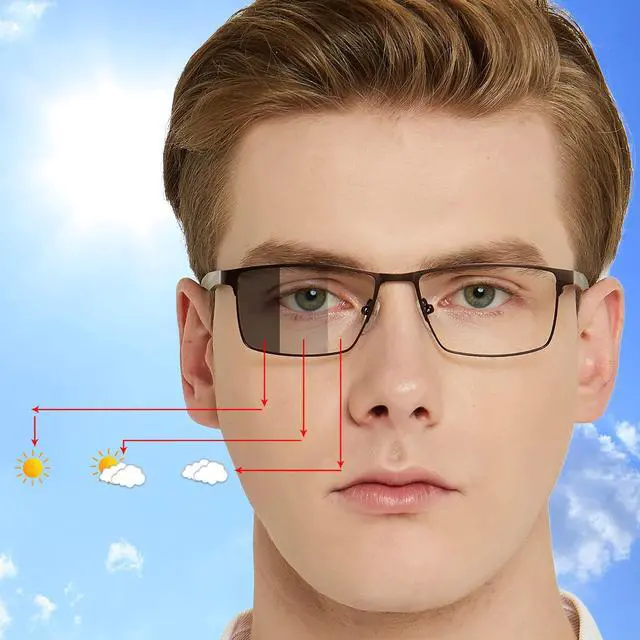 Alt view image 2 of 5 - OCCI CHIARI Men's Photochromic Blue Light Blocking Glasses Driving sunglasses UV Protection Outdoor Fishing Running Computer Eyewear (Brown)