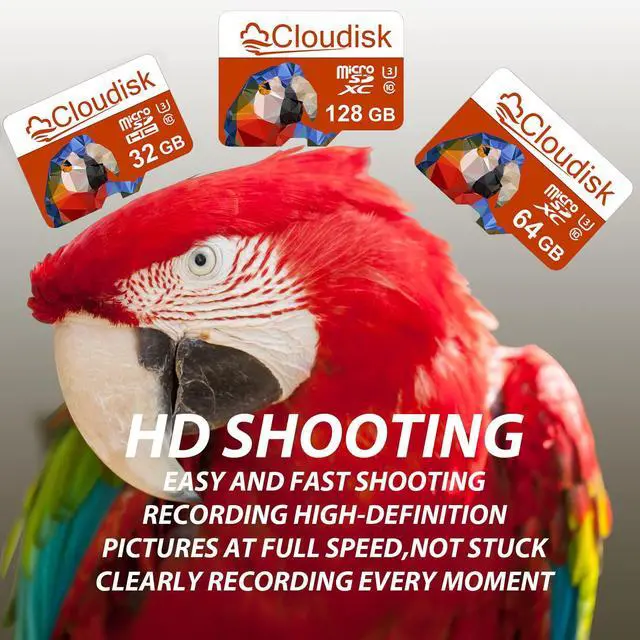 Alt view image 5 of 5 - Cloudisk Pack of 5 Parrot-Prime Micro SD Card 32GB Flash Memory Card Micro SDHC C10 A2 U3 with SD Adapter, Card Reader (32GB)