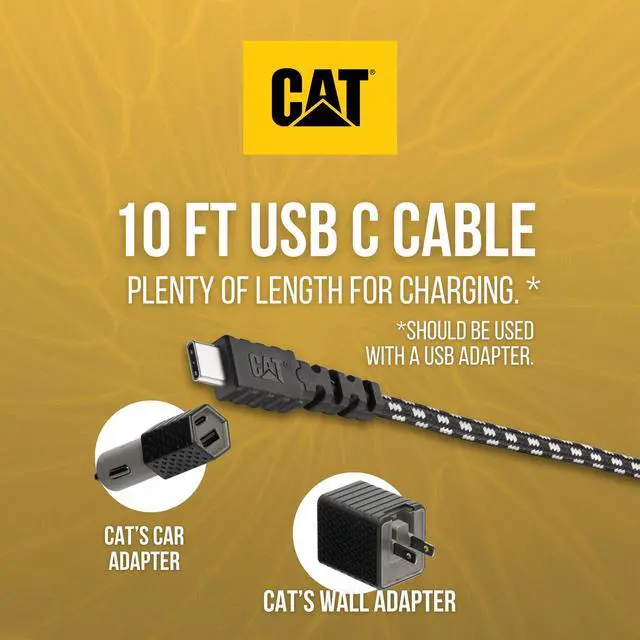 Alt view image 4 of 5 - CAT Braided USB C Cable 10 Ft - USB C to Fast Charging Type C Charger Cord Extra Long USBC Cable Charge and Sync Lightning Cable