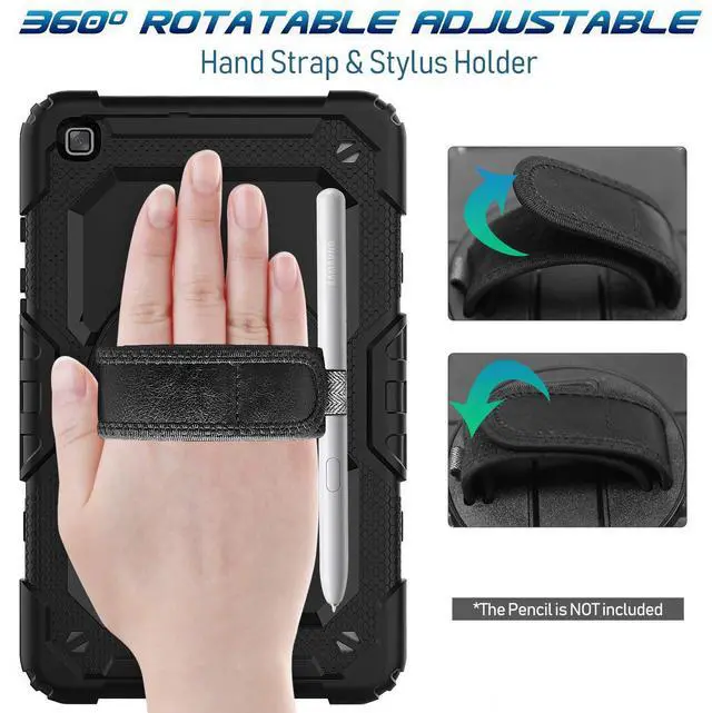 Alt view image 3 of 5 - Timecity Case for Samsung Galaxy Tab A 8.0 2019 - Full-Body Drop-Proof Protection with Screen Protector, Swivel Stand & Shoulder Strap, Black