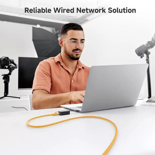 Alt view image 5 of 5 - Cable Matters 10Gbps Snagless Long Cat 6 Ethernet Cable - 100ft, Cat 6 Cable, Cat6 Cord, Ethernet Cord, Yellow