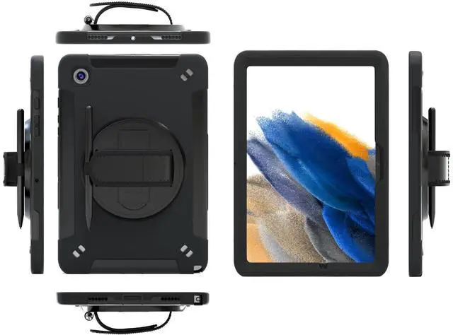 Alt view image 5 of 5 - Galaxy Tab A8 Standing Case | CTA Durable Samsung Tablet Case, Lightweight, Shock Absorption, Scratch Protecting | W/S Pen Holder & Rotatable Grip | for Galaxy Tab S7 & S8 11" Inch (PAD-PCGKA8)
