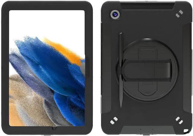 Alt view image 4 of 5 - Galaxy Tab A8 Standing Case | CTA Durable Samsung Tablet Case, Lightweight, Shock Absorption, Scratch Protecting | W/S Pen Holder & Rotatable Grip | for Galaxy Tab S7 & S8 11" Inch (PAD-PCGKA8)