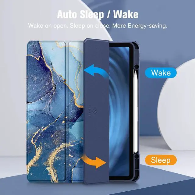 Alt view image 2 of 5 - Fintie Bundle: Fintie Hybrid Slim Case for iPad Pro 12.9" 6th/5th/4th/3rd Gen, [Built-in Pencil Holder] Shockproof Cover Clear Transparent Back Shell + [2-Pack] Tempered Glass Screen Protector