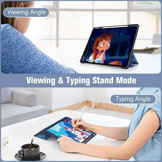 Alt view image 5 of 5 - Fintie Bundle: Fintie Hybrid Slim Case for iPad Pro 12.9" 6th/5th/4th/3rd Gen, [Built-in Pencil Holder] Shockproof Cover Clear Transparent Back Shell + [2-Pack] Tempered Glass Screen Protector