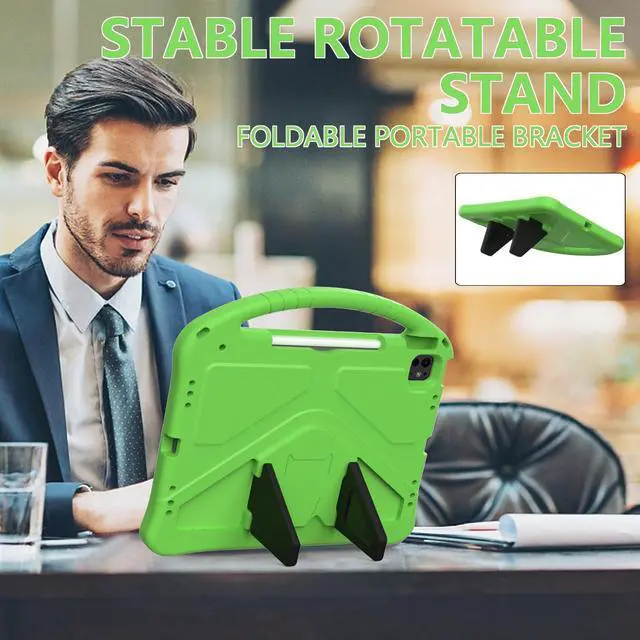 Alt view image 2 of 5 - Dteck iPad Air 13 inch M2 2024/Pro 12.9" Case - Lightweight Shockproof Rugged EVA Kids Friendly Handle Stand Child Proof with Pencil Holder, Green