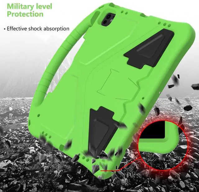 Alt view image 3 of 5 - Dteck iPad Air 13 inch M2 2024/Pro 12.9" Case - Lightweight Shockproof Rugged EVA Kids Friendly Handle Stand Child Proof with Pencil Holder, Green