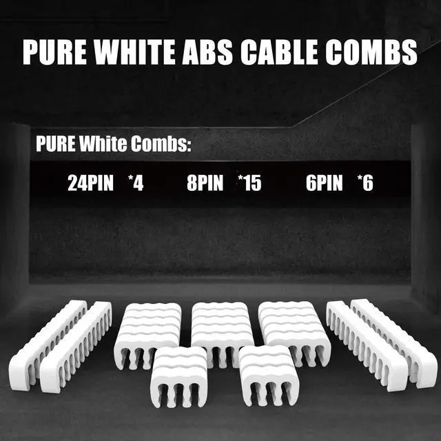 Alt view image 3 of 5 - ABNO1 PSU Cable Extension Kit 30CM Length with Cable Combs,1x24Pin/2x8Pin(4+4) EPS/3x8Pin(6P+2P) PCI-E/PC Sleeved Cable for ATX Power Supply,Blue/White