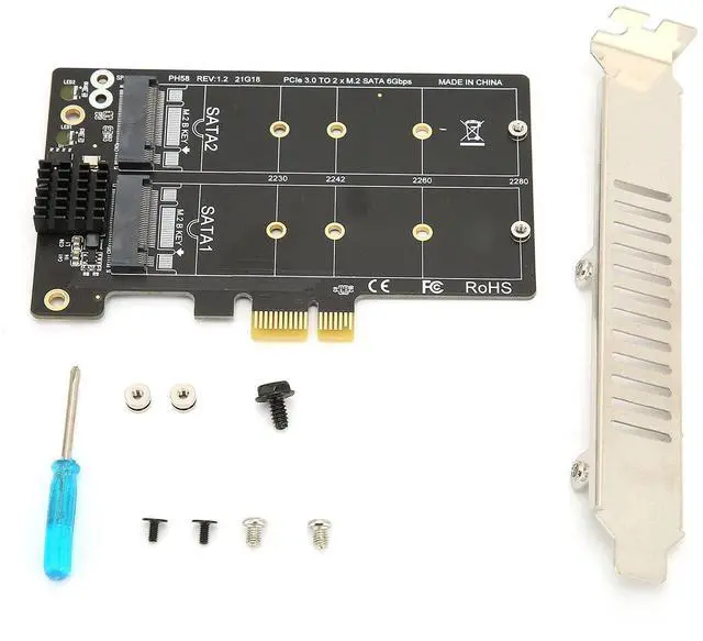 Main image of Adapter Card M.2 SATA to PCI?E Dual Disk Array Card Transmission Stability Expansion Card, Support PCI-E X1 / X4 / X8 / X16, for Windows, for Linux