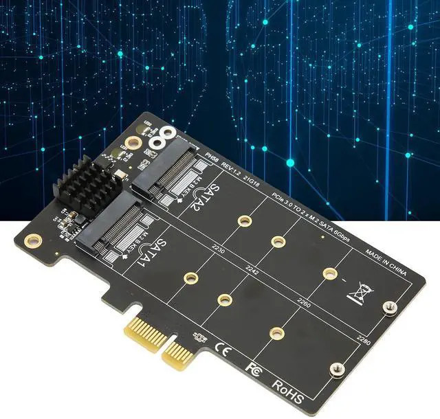 Alt view image 4 of 5 - Adapter Card M.2 SATA to PCI?E Dual Disk Array Card Transmission Stability Expansion Card, Support PCI-E X1 / X4 / X8 / X16, for Windows, for Linux