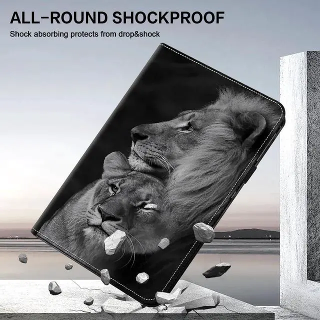 Alt view image 5 of 5 - ALILANG Case for 7"/6.8" Kindle Paperwhite (12th Generation-2024, 11th Generation-2021) with Stylus, Shockproof Folding Stand Cover for Kindle Paperwhite 2024 Case-Two Lion