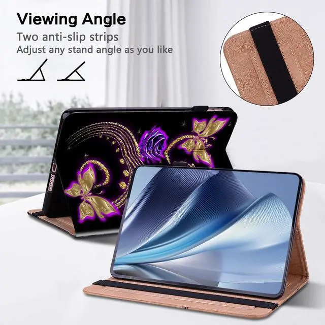 Alt view image 4 of 5 - ALILANG for Samsung Galaxy Tab S10 Ultra/S9 Ultra/S8 Ultra 14.6 inch Case with Stylus, Shockproof Folding Stand Cover for Samsung Tab S9 Ultra (SM-X926B/X910/X916/X918/X900/X906) -Purple Butterfly