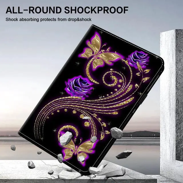 Alt view image 5 of 5 - ALILANG for Samsung Galaxy Tab S10 Ultra/S9 Ultra/S8 Ultra 14.6 inch Case with Stylus, Shockproof Folding Stand Cover for Samsung Tab S9 Ultra (SM-X926B/X910/X916/X918/X900/X906) -Purple Butterfly