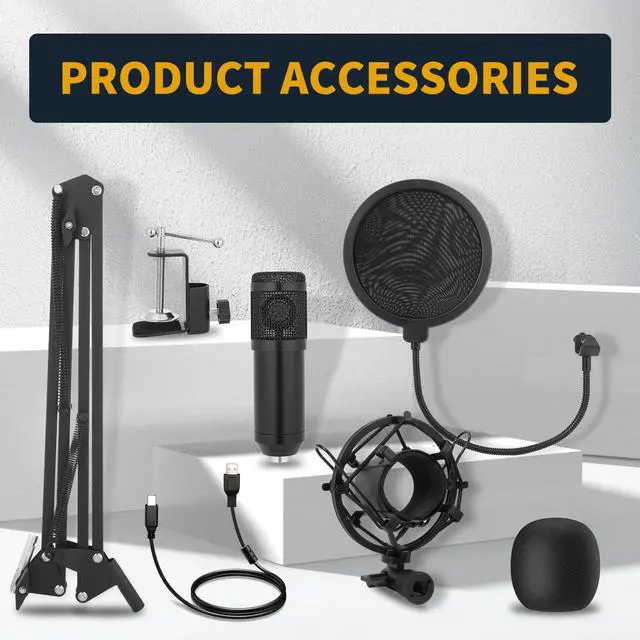 Alt view image 2 of 5 - AMOOX Condenser Microphone,Professional USB Microphone Plug & Play PC Computer Microphone Condenser Cardioid Mic Kit with Adjustable Boom Arm Stand Shock Mount,for Podcast,Streaming,YouTubeTiktok