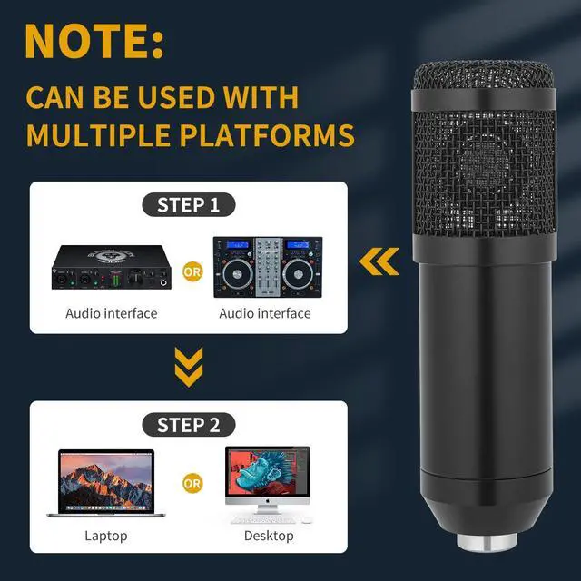 Alt view image 3 of 5 - AMOOX Condenser Microphone,Professional USB Microphone Plug & Play PC Computer Microphone Condenser Cardioid Mic Kit with Adjustable Boom Arm Stand Shock Mount,for Podcast,Streaming,YouTubeTiktok