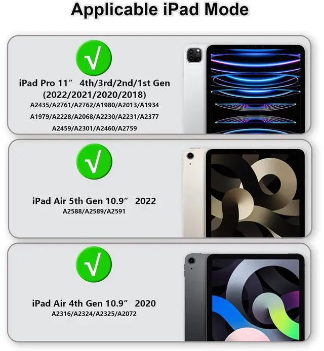 Alt view image 2 of 5 - Andnary Case for iPad Pro 11 Inch 4th 2022/3rd 2021/2nd 2020/1st Gen 2018, iPad Air 10.9 Inch 2022/2020 5th/4th Generation Case with Pencil Holder/360° Rotating Handle Stand, Navy+Blue