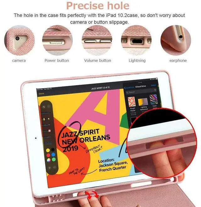 Alt view image 4 of 5 - aMZCaSE for iPad Pro 9.7 Inch Case with Keyboard for iPad 6th Generation(2018),5th Generation(2017),for iPad Air 2/Air 1 Case with Keyboard with Wireless Detachable Bluetooth Keyboard,Champagne