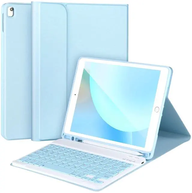 Main image of Keyboard Case for iPad 9/8/7th Gen 10.2'',Case with Keyboard ipad 10.2 inch,Keyboard for iPad 9th Gen,Detachable Bluetooth Keyboard for iPad 10.2,iPad Keyboard Case 9th Gen with Pencil Holder,Blue