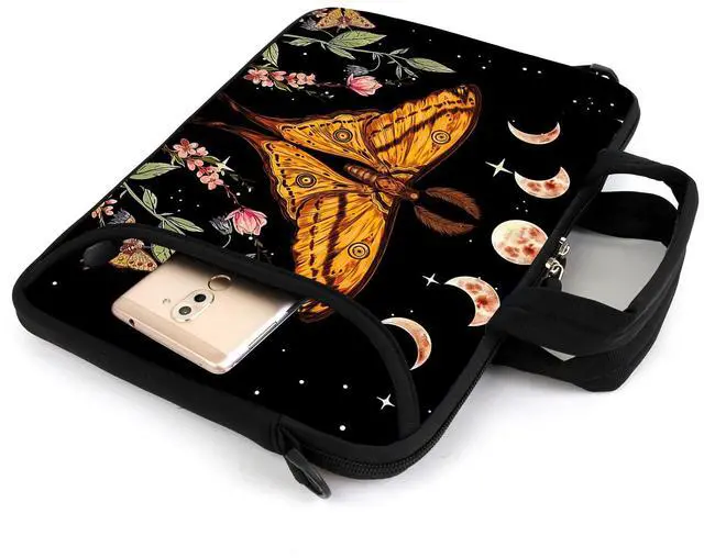 Alt view image 2 of 5 - ARIYIDA 17" Shoulder Bag Adjustable shoulder strap Laptop sleeve Carrying case with mouse and power adapter storage bag (Butterfly-1)