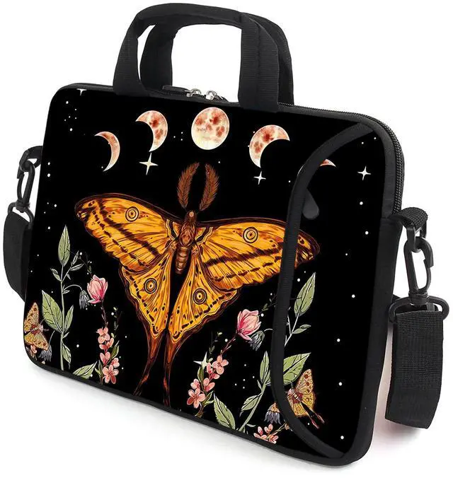 Alt view image 4 of 5 - ARIYIDA 17" Shoulder Bag Adjustable shoulder strap Laptop sleeve Carrying case with mouse and power adapter storage bag (Butterfly-1)