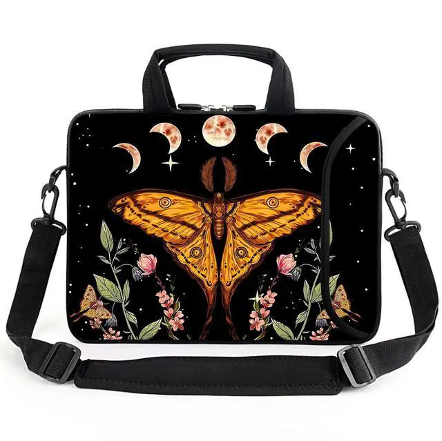 Main image of ARIYIDA 17" Shoulder Bag Adjustable shoulder strap Laptop sleeve Carrying case with mouse and power adapter storage bag (Butterfly-1)