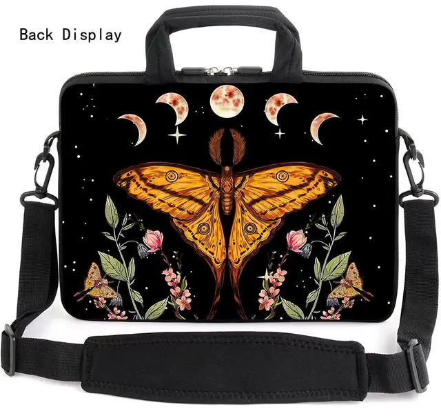Alt view image 5 of 5 - ARIYIDA 17" Shoulder Bag Adjustable shoulder strap Laptop sleeve Carrying case with mouse and power adapter storage bag (Butterfly-1)
